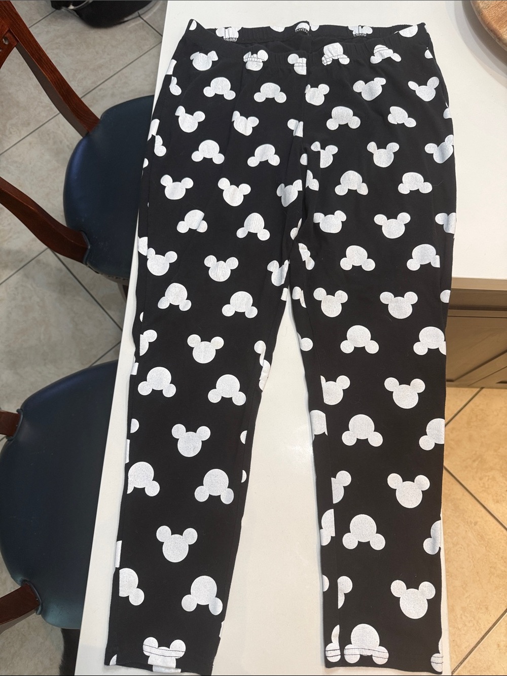 Disney Black Leggings with White Character Print